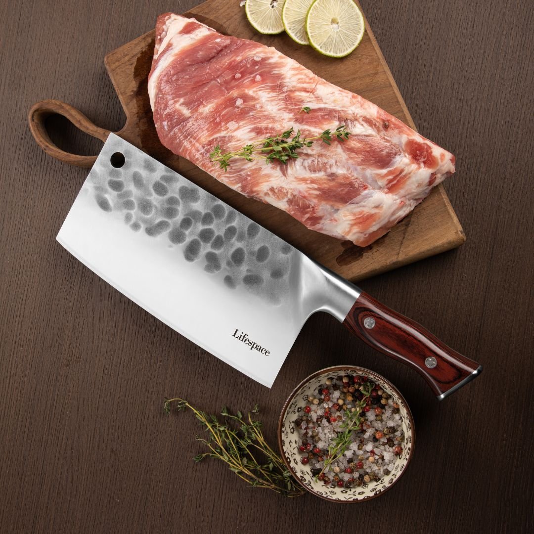 Lifespace Dual Cleaver Combo – Curved + Square Meat Cleaver Set - Lifespace