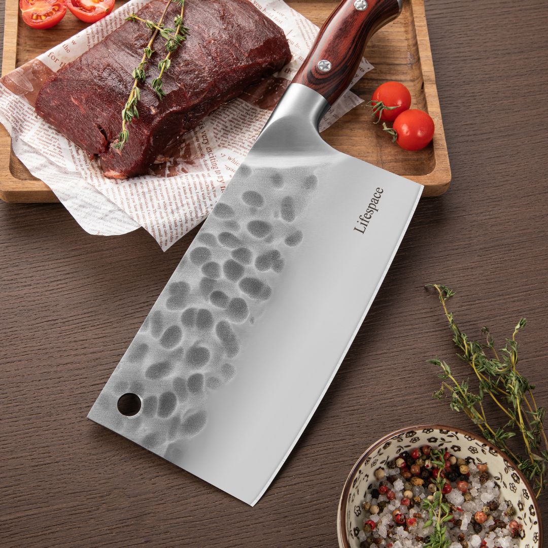 Lifespace Dual Cleaver Combo – Curved + Square Meat Cleaver Set - Lifespace