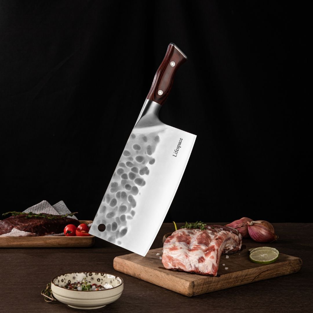 Lifespace Dual Cleaver Combo – Curved + Square Meat Cleaver Set - Lifespace