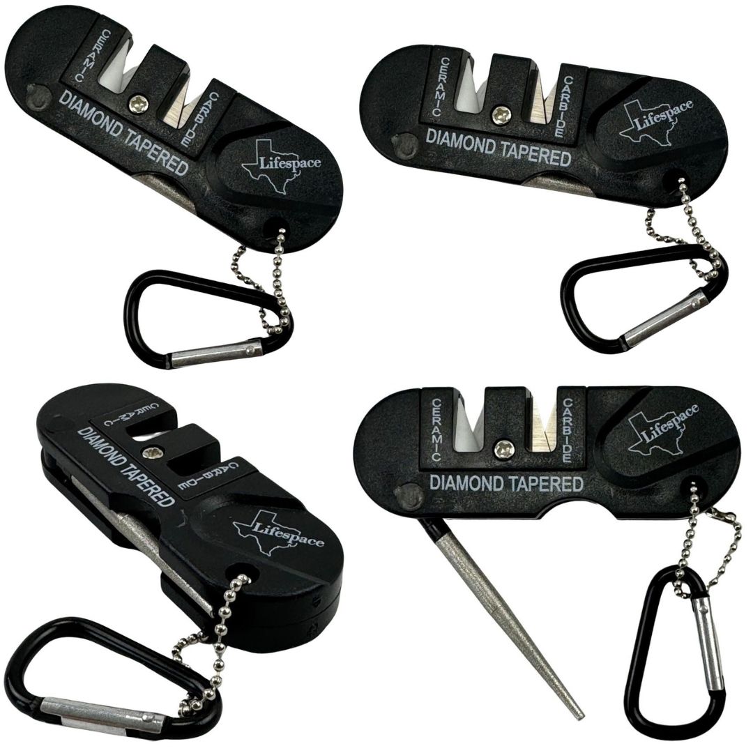 Lifespace Hand Held Mini Ceramic Carbide Knife Sharpener with Carabiner - 6-Pack - Lifespace