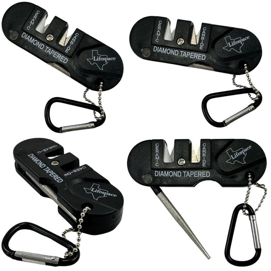 Lifespace Hand Held Mini Ceramic Carbide Knife Sharpener with Carabiner - 6-Pack - Lifespace