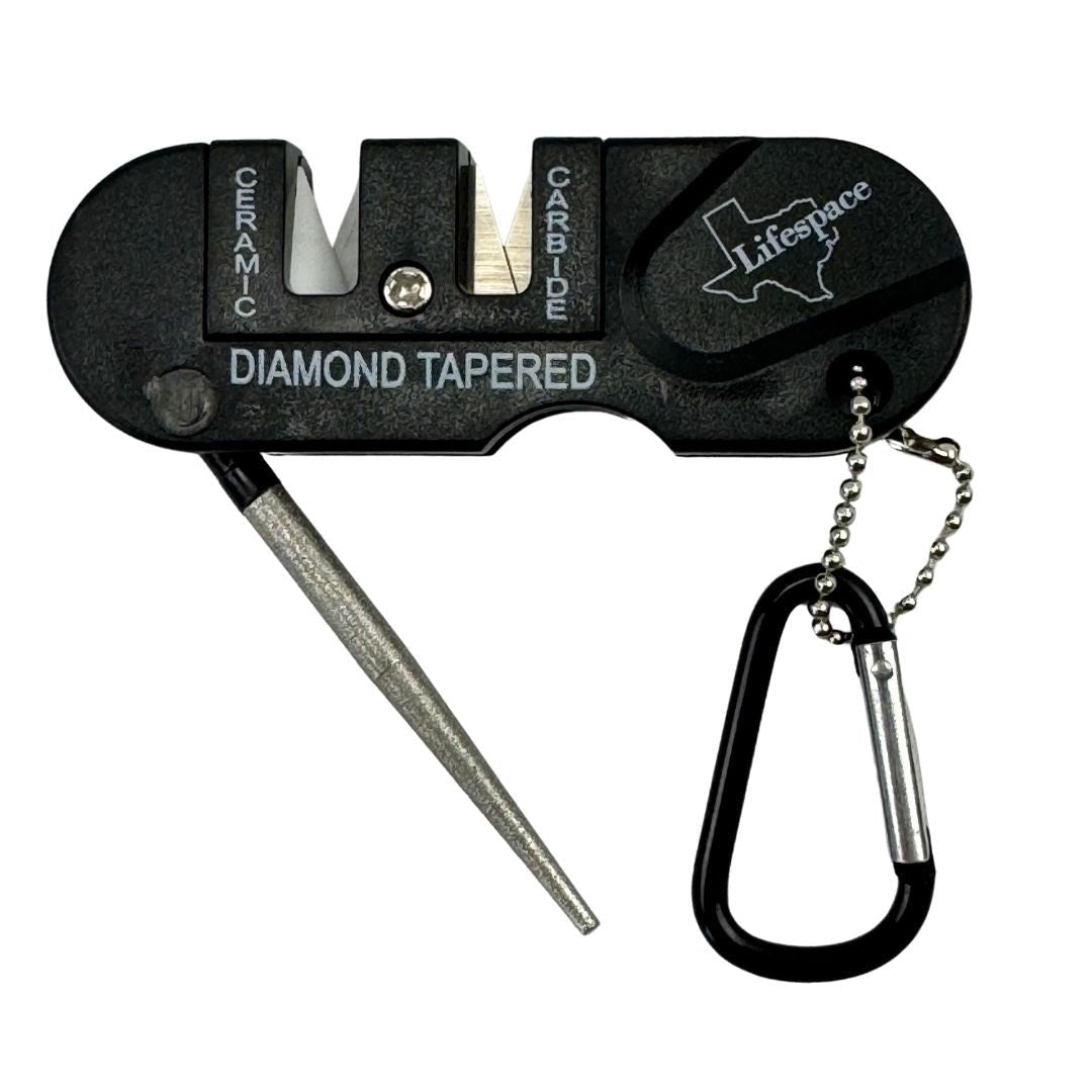 Lifespace Hand Held Mini Ceramic Carbide Knife Sharpener with Carabiner - 6-Pack - Lifespace
