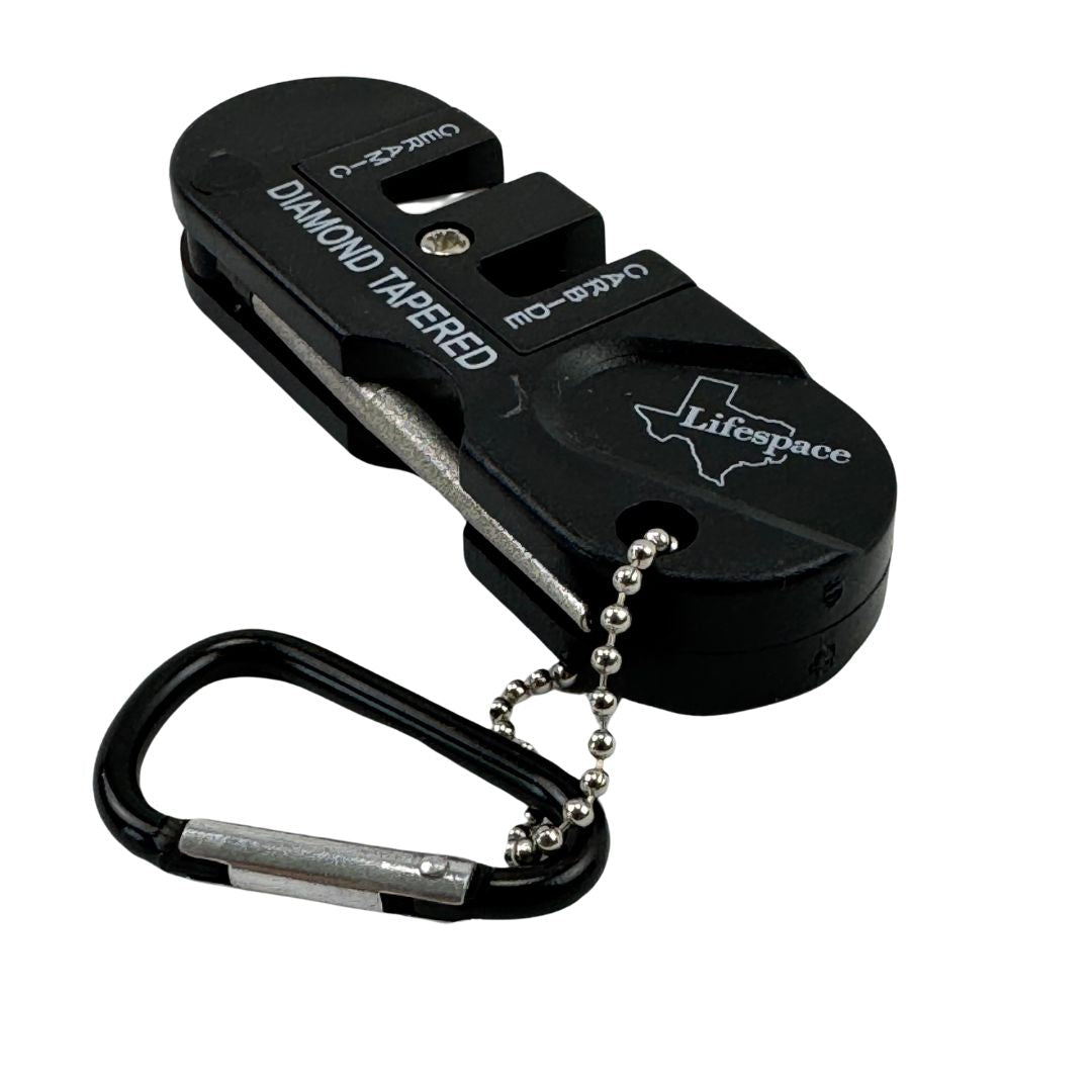 Lifespace Hand Held Mini Ceramic Carbide Knife Sharpener with Carabiner - 6-Pack - Lifespace