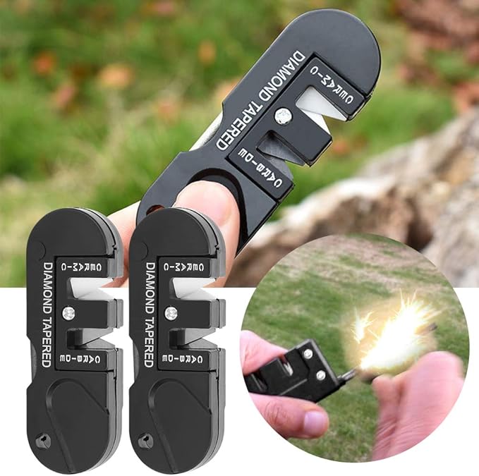 Lifespace Hand Held Mini Ceramic Carbide Knife Sharpener with Carabiner - 6-Pack - Lifespace