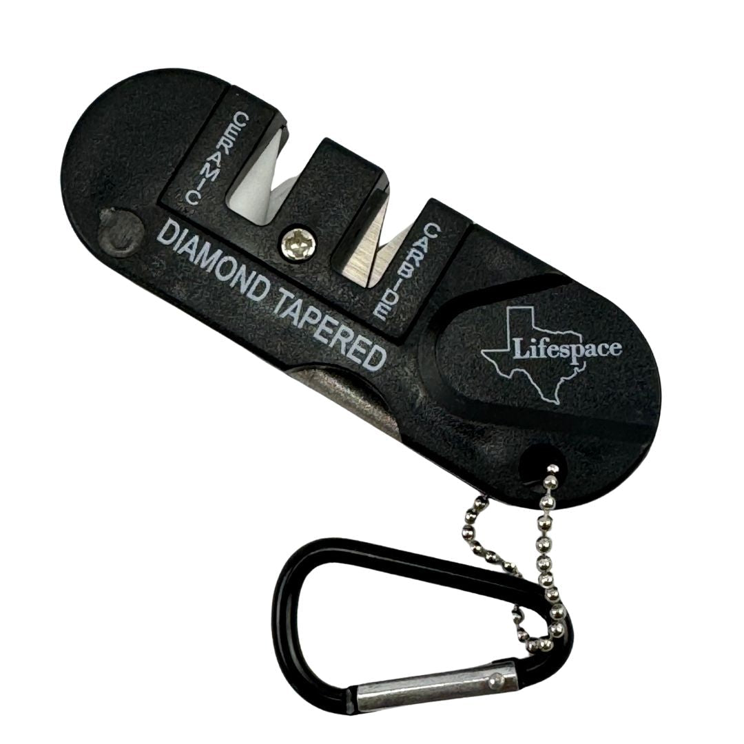 Lifespace Hand Held Mini Ceramic Carbide Knife Sharpener with Carabiner - 6-Pack - Lifespace