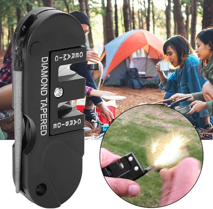Lifespace Hand Held Mini Ceramic Carbide Knife Sharpener with Carabiner - 6-Pack - Lifespace