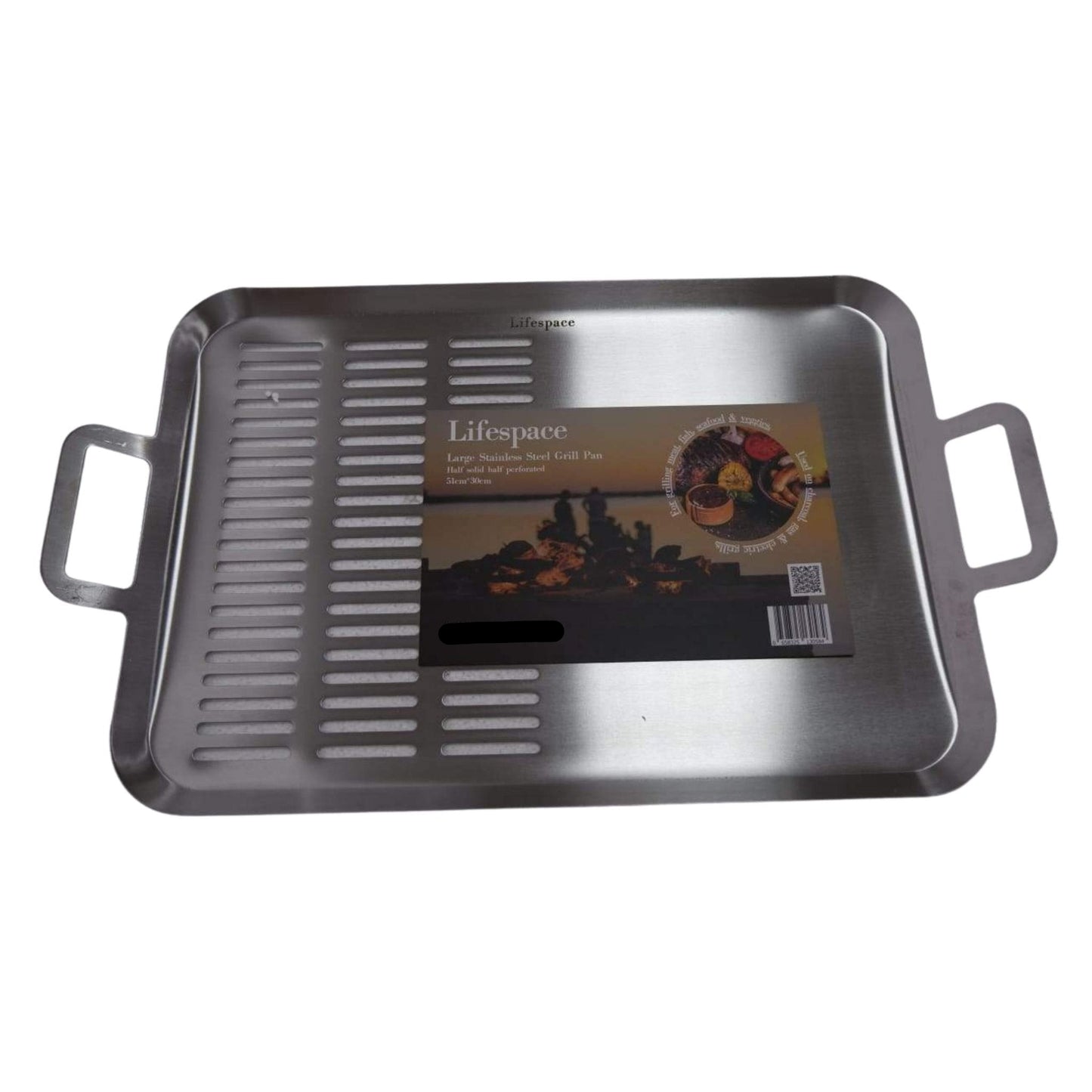 Lifespace Large Braai Breakfast Pan (Half-Perforated) + 400ml Non-Stick Spray Combo Pack - Lifespace