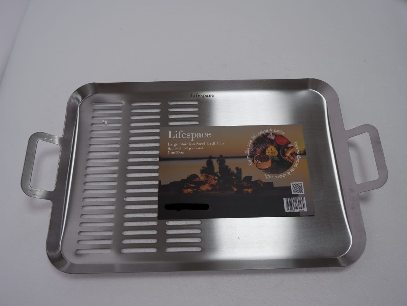 Lifespace Large Braai Breakfast Pan (Half-Perforated) + 400ml Non-Stick Spray Combo Pack - Lifespace