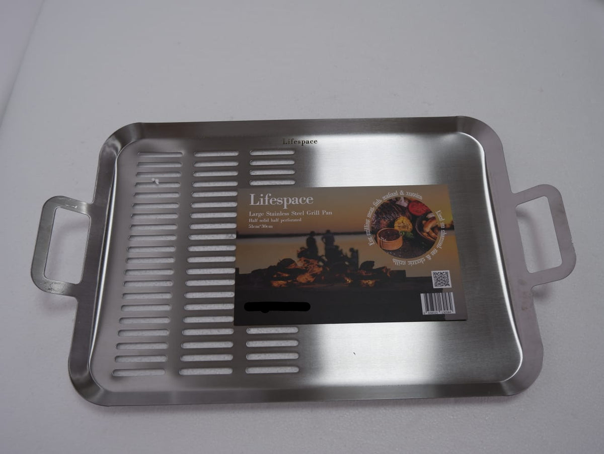 Lifespace Large Braai Breakfast Pan (Half-Perforated) + 400ml Non-Stick Spray Combo Pack - Lifespace
