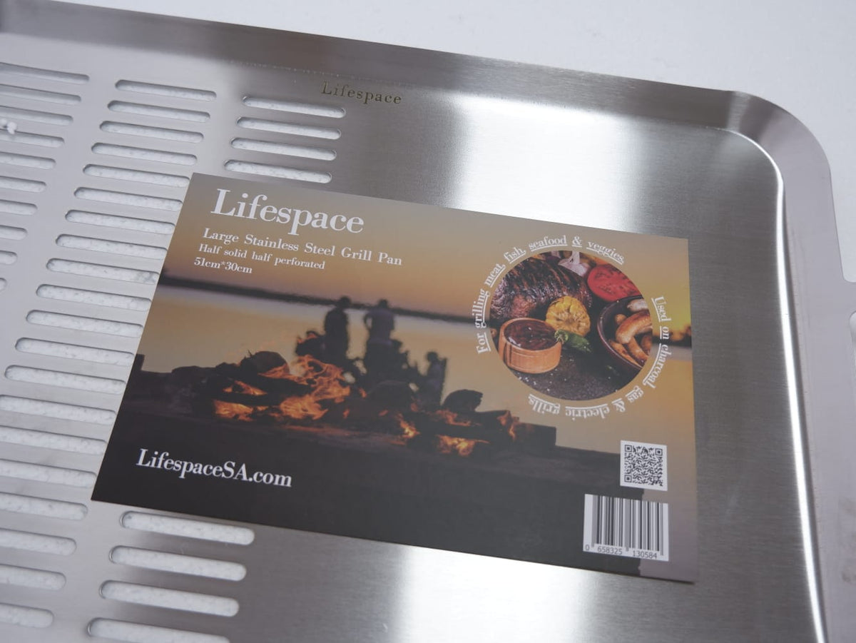 Lifespace Large Braai Breakfast Pan (Half-Perforated) + 400ml Non-Stick Spray Combo Pack - Lifespace