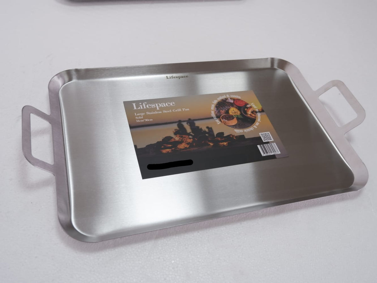 Lifespace Larger Braai Breakfast Pan (Solid Base) + 400ml Non-Stick Spray Combo Pack - Lifespace