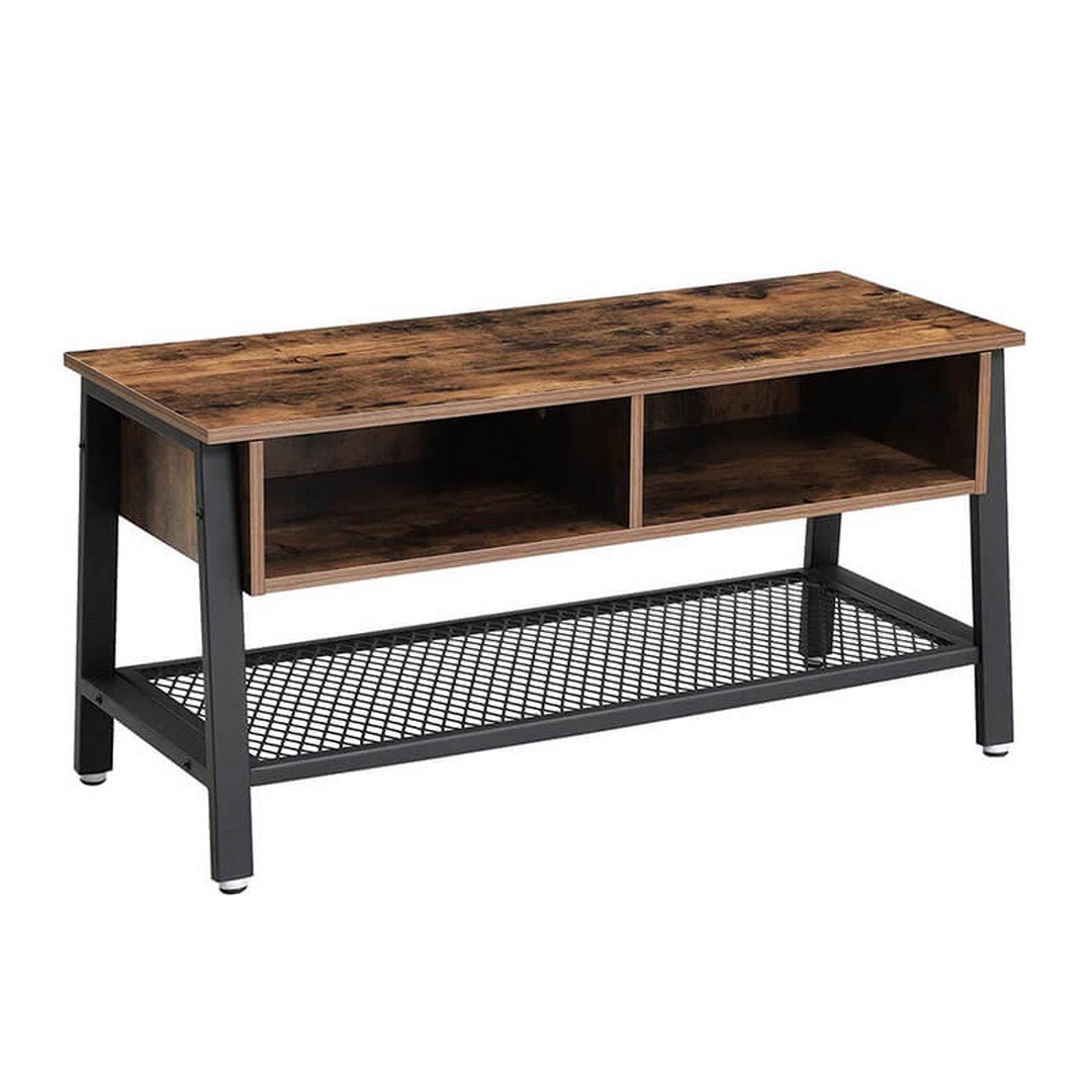 Lifespace Living Room Industrial Style Brown Wood Metal TV Stand Cabinet - Lifespace