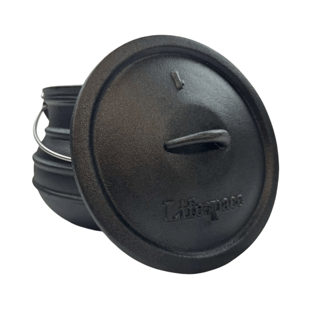 Lifespace No. 1 Cast Iron Flat Bottom Potjie Pot - 4.7lt + Potjie Clean & Care Kit Bundle - Lifespace