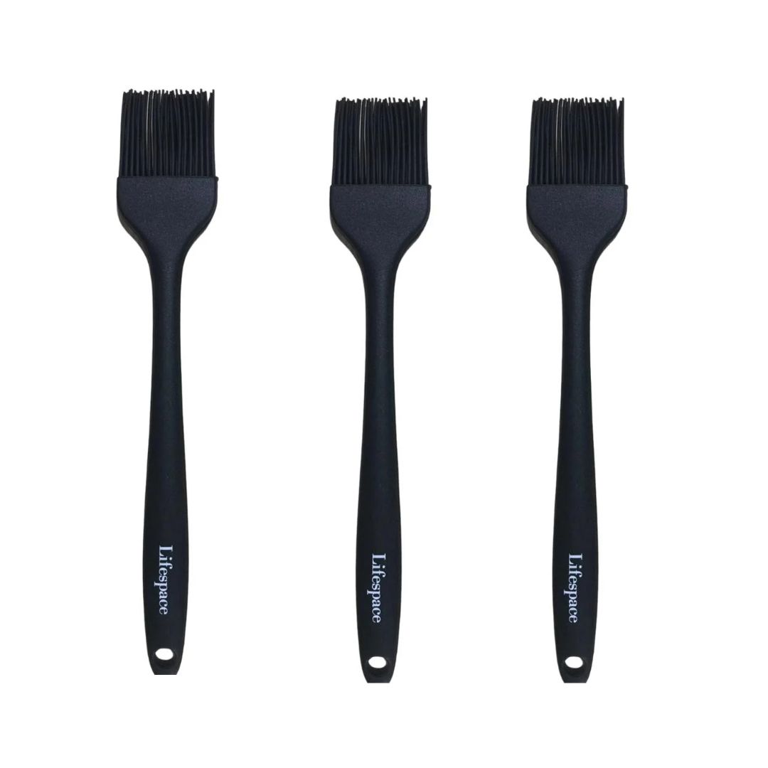 Lifespace Premium Solid Silicone Basting Brush – Black - 3-Pack - Lifespace