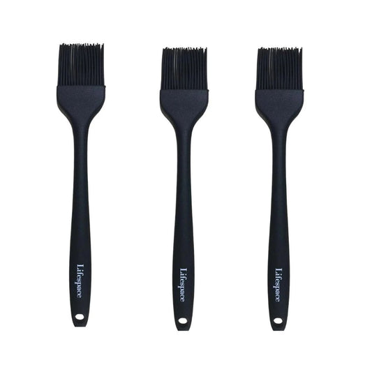 Lifespace Premium Solid Silicone Basting Brush – Black - 3-Pack - Lifespace