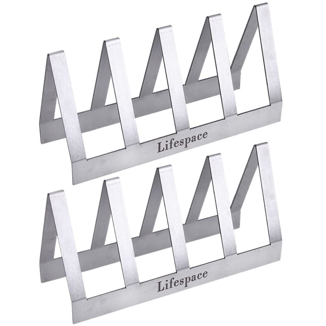 Lifespace Premium Stainless Steel T-Bone / Chop Rack - 4 Slot (2 pack) - Lifespace