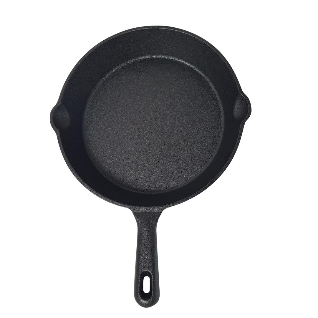 Lifespace Quality 3 Piece Matt Black Cast Iron Skillet Pan Set + Potjie Clean & Care Kit Bundle - Lifespace
