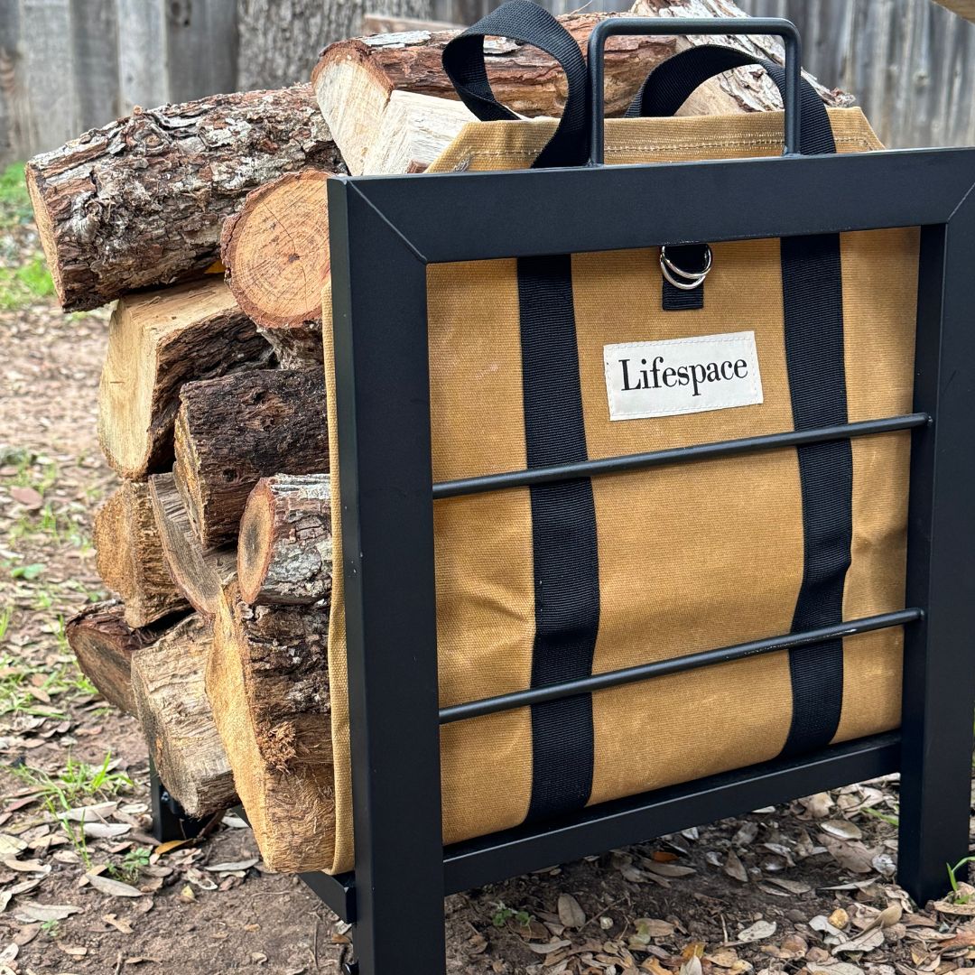 Lifespace Quality Firewood Log Holder & Carrier Bag Bundle - Lifespace