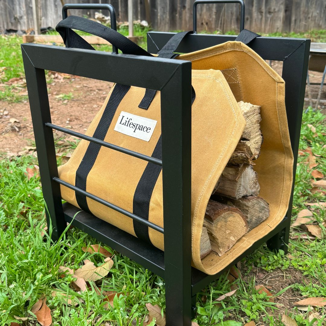 Lifespace Quality Firewood Log Holder & Carrier Bag Bundle - Lifespace