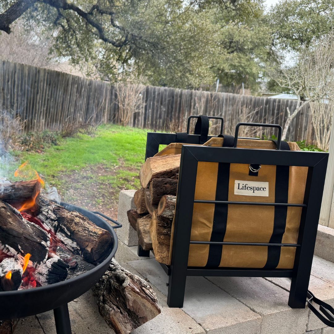Lifespace Quality Firewood Log Holder & Carrier Bag Bundle - Lifespace