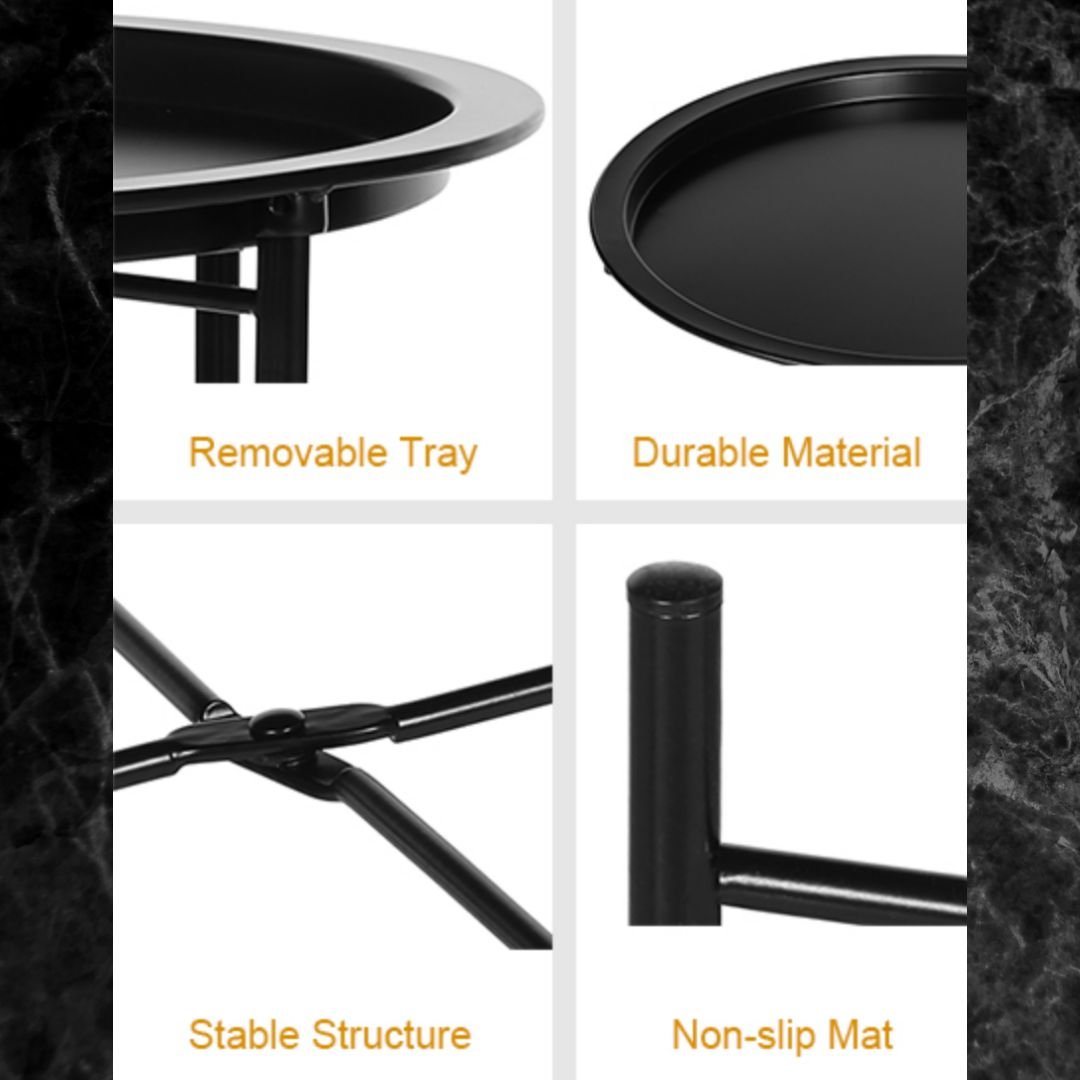 Lifespace Quality Round Patio Side End Table - Black (Set of 2)