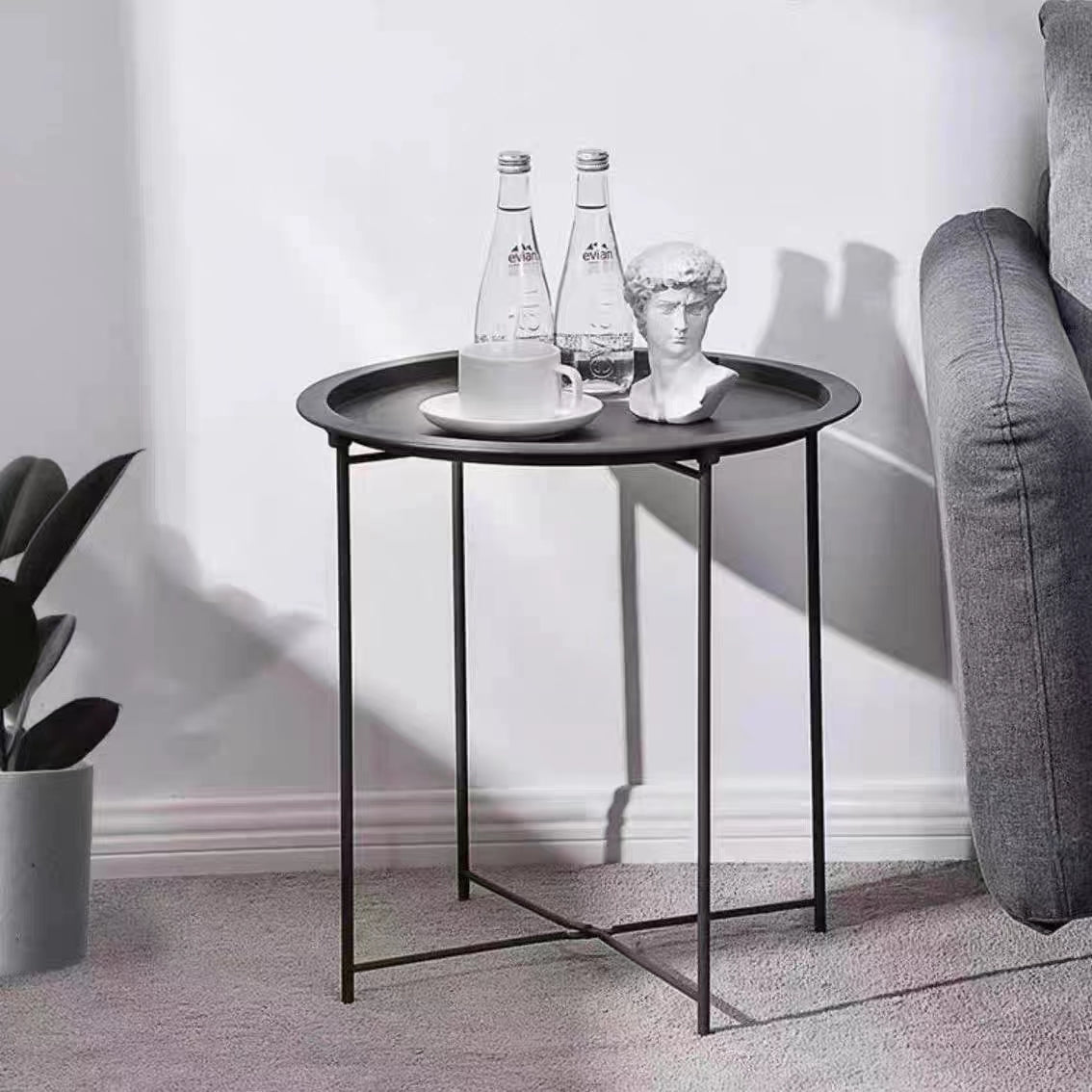 Lifespace Quality Round Patio Side End Table - Black (Set of 2)
