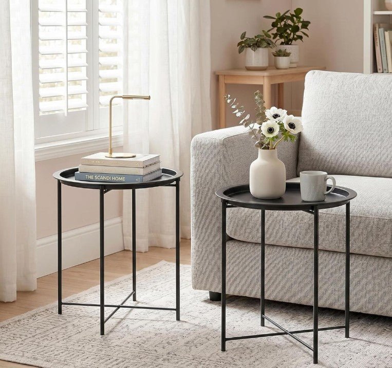 Lifespace Quality Round Patio Side End Table - Black (Set of 2) - Lifespace