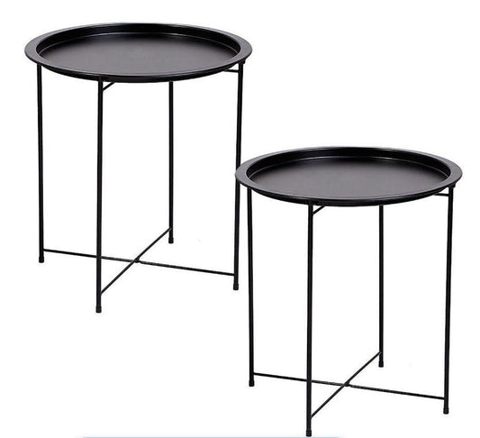 Lifespace Quality Round Patio Side End Table - Black (Set of 2) - Lifespace