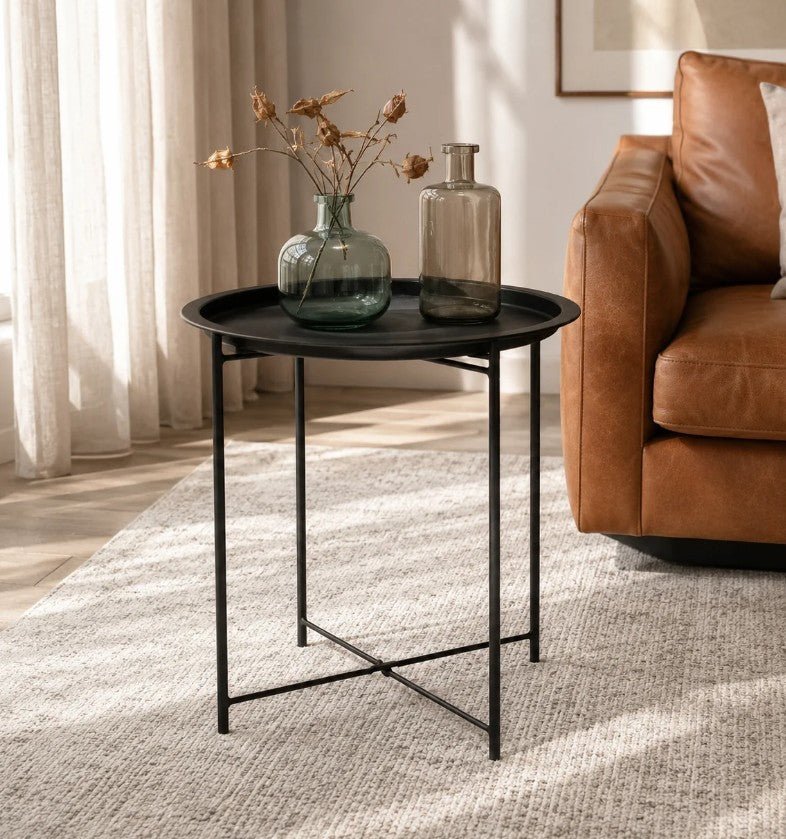 Lifespace Quality Round Patio Side End Table - Black (Set of 2) - Lifespace