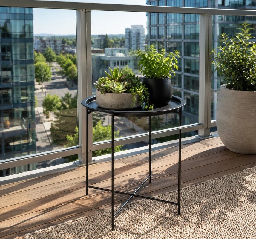 Lifespace Quality Round Patio Side End Table - Black (Set of 2) - Lifespace