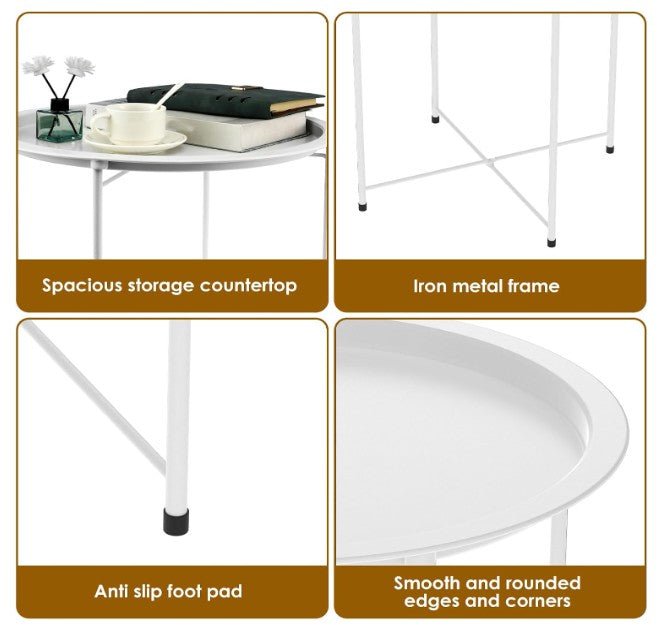Lifespace Quality Round Patio Side End Table - White - Lifespace