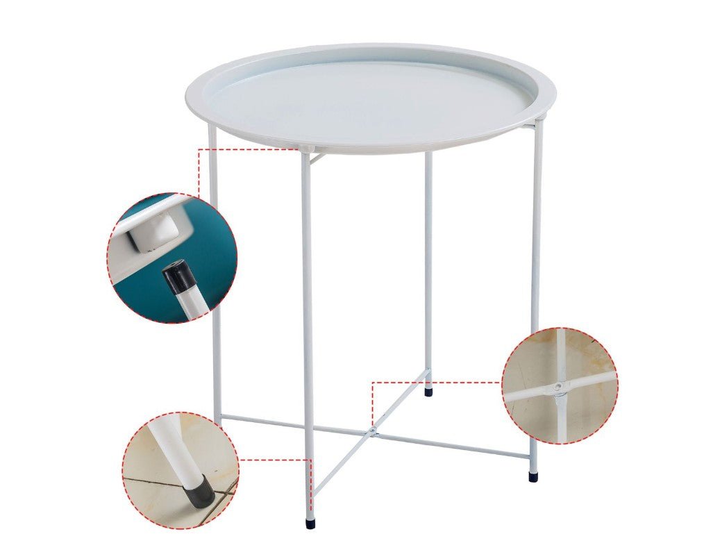 Lifespace Quality Round Patio Side End Table - White - Lifespace