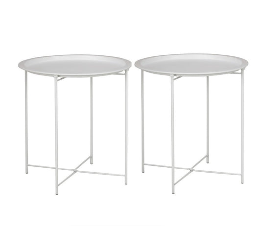 Lifespace Quality Round Patio Side End Table - White (Set of 2) - Lifespace