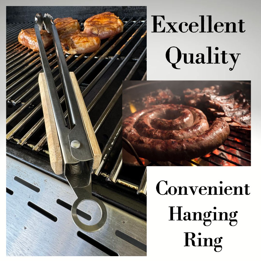 Lifespace Quality Stainless Steel Braai & Salad Tongs with Wood Handle - 40cm (2-Pack) - Lifespace