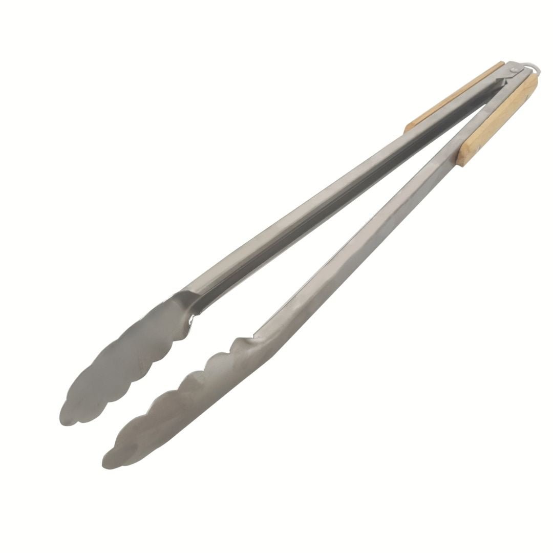 Lifespace Quality Stainless Steel Braai & Salad Tongs with Wood Handle - 40cm (2-Pack) - Lifespace