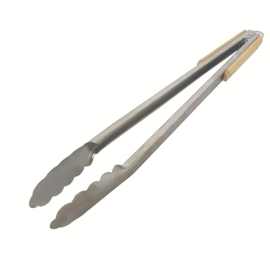 Lifespace Quality Stainless Steel Braai & Salad Tongs with Wood Handle - 40cm (2-Pack) - Lifespace