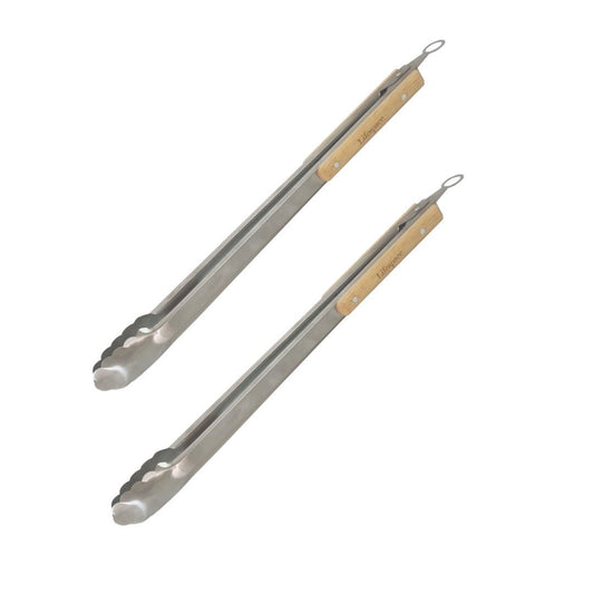 Lifespace Quality Stainless Steel Braai & Salad Tongs with Wood Handle - 40cm (2-Pack) - Lifespace