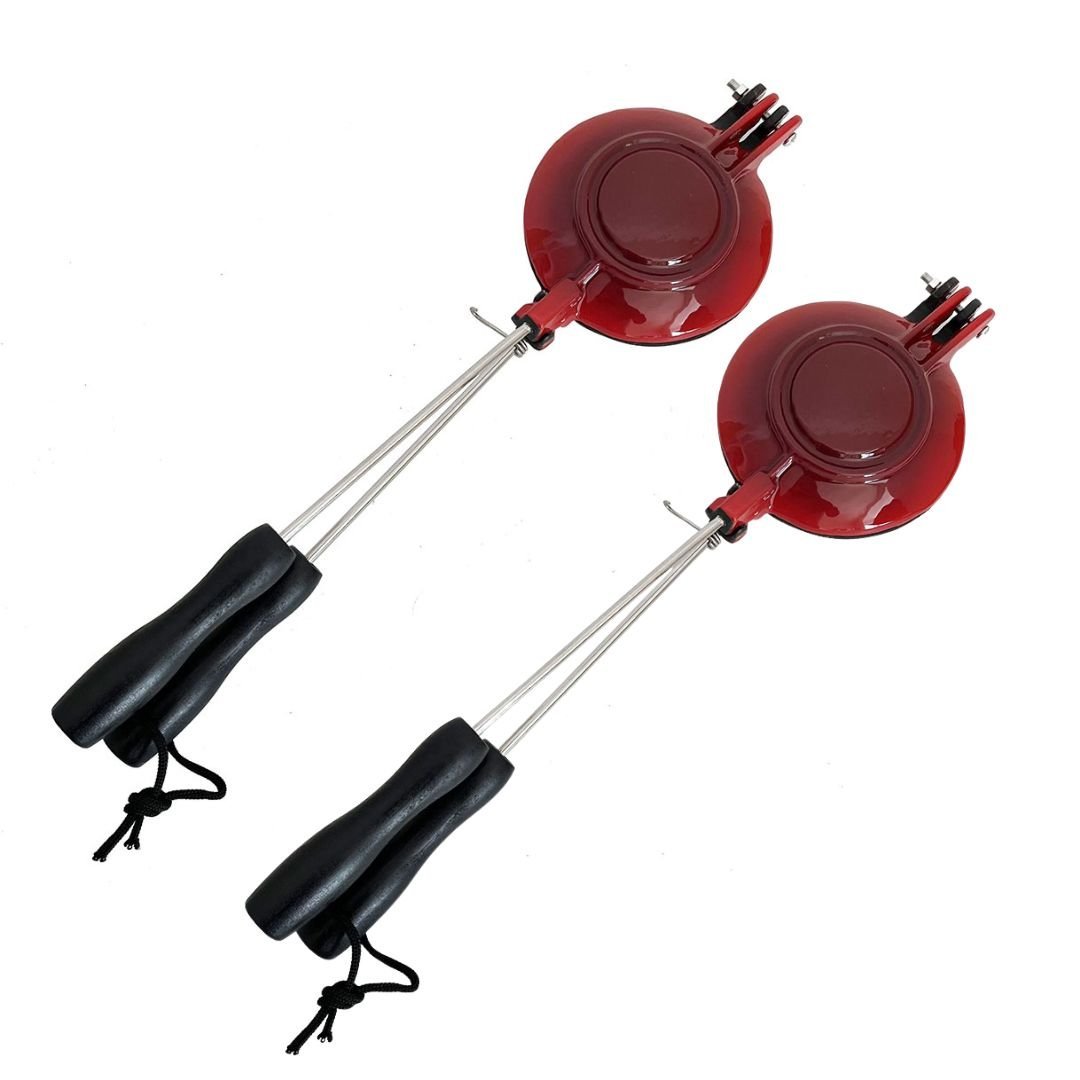 Lifespace Red Enamel Cast Iron Jaffle Irons (2-Pack) + 400ml Non-Stick Spray Combo Pack - Lifespace