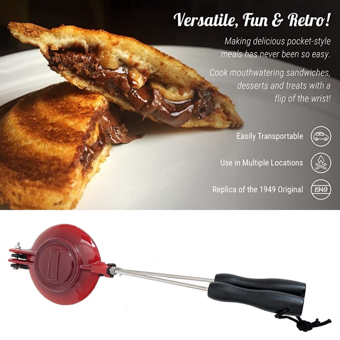 Lifespace Red Enamel Cast Iron Jaffle Irons (2-Pack) + 400ml Non-Stick Spray Combo Pack - Lifespace