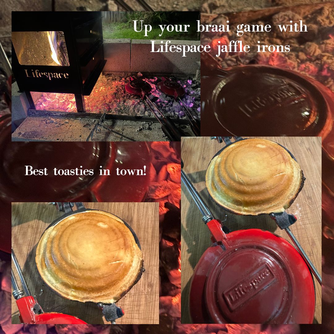 Lifespace Red Enamel Cast Iron Jaffle Irons (2-Pack) + 400ml Non-Stick Spray Combo Pack - Lifespace