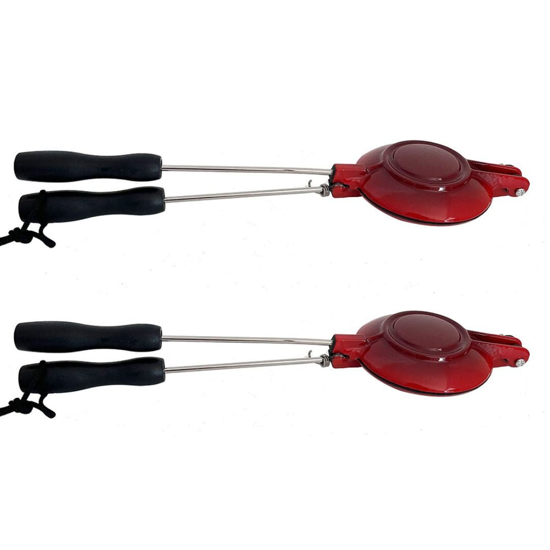 Lifespace Red Enamel Cast Iron Jaffle Irons (2-Pack) + 400ml Non-Stick Spray Combo Pack - Lifespace