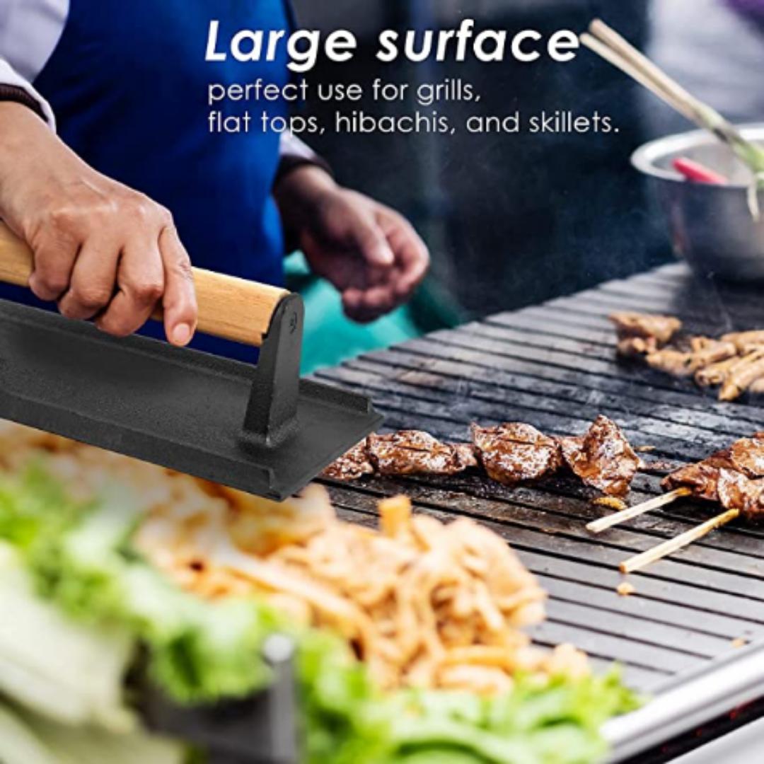 Lifespace Reversible Griddle Pan, Cast Iron Meat/Bacon Press & Cast Iron Care & Protect Bundle