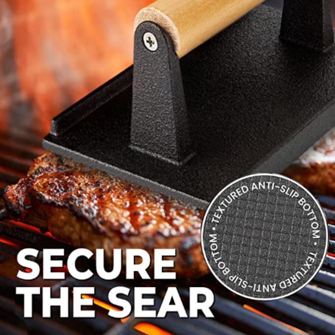 Lifespace Reversible Griddle Pan, Cast Iron Meat/Bacon Press & Cast Iron Care & Protect Bundle