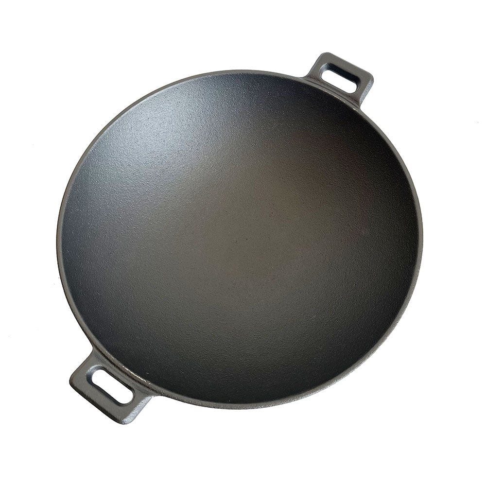 Lifespace Round Cast Iron Wok with Handles - 37cm x 31cm + Potjie Clean & Care Kit Bundle - Lifespace