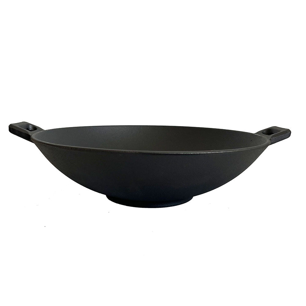 Lifespace Round Cast Iron Wok with Handles - 37cm x 31cm + Potjie Clean & Care Kit Bundle - Lifespace