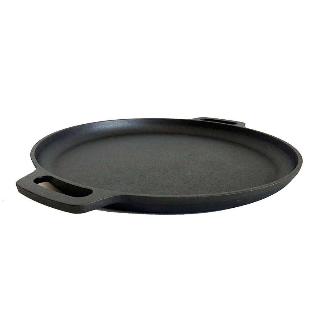 Lifespace Round Flat Cast Iron Grill Pan - 35cm + Potjie Clean & Care Kit Bundle - Lifespace