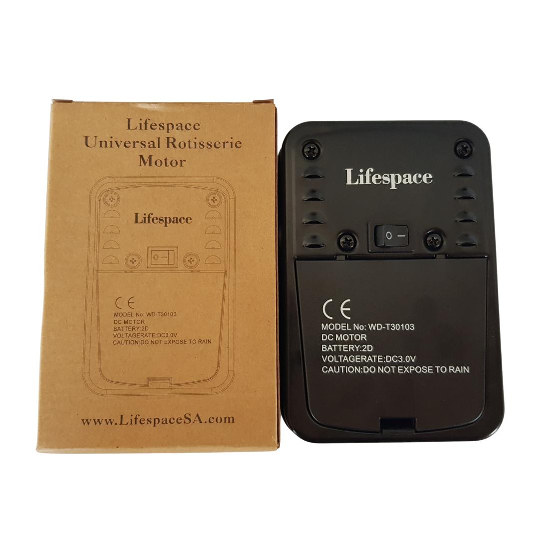 Lifespace Silent Rotisserie Motor + 220V Adaptor Plug Combo Deal - Lifespace