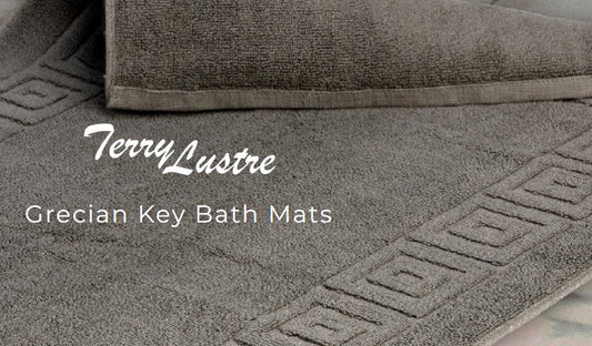 Terry Lustre 525gms and 680gsm Grecian Key Bath Mats – Various Colours - Lifespace