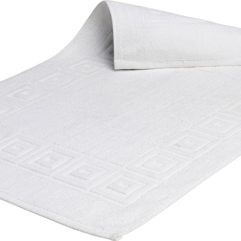 Terry Lustre 525gms and 680gsm Grecian Key Bath Mats – Various Colours - Lifespace