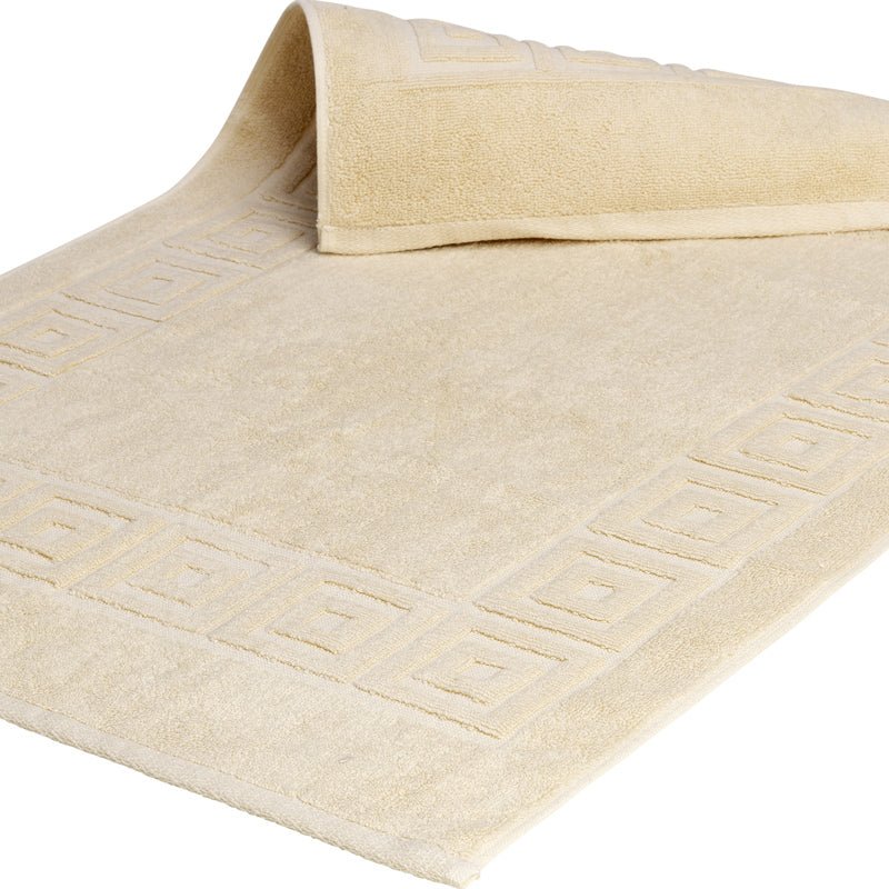 Terry Lustre 525gms and 680gsm Grecian Key Bath Mats – Various Colours - Lifespace